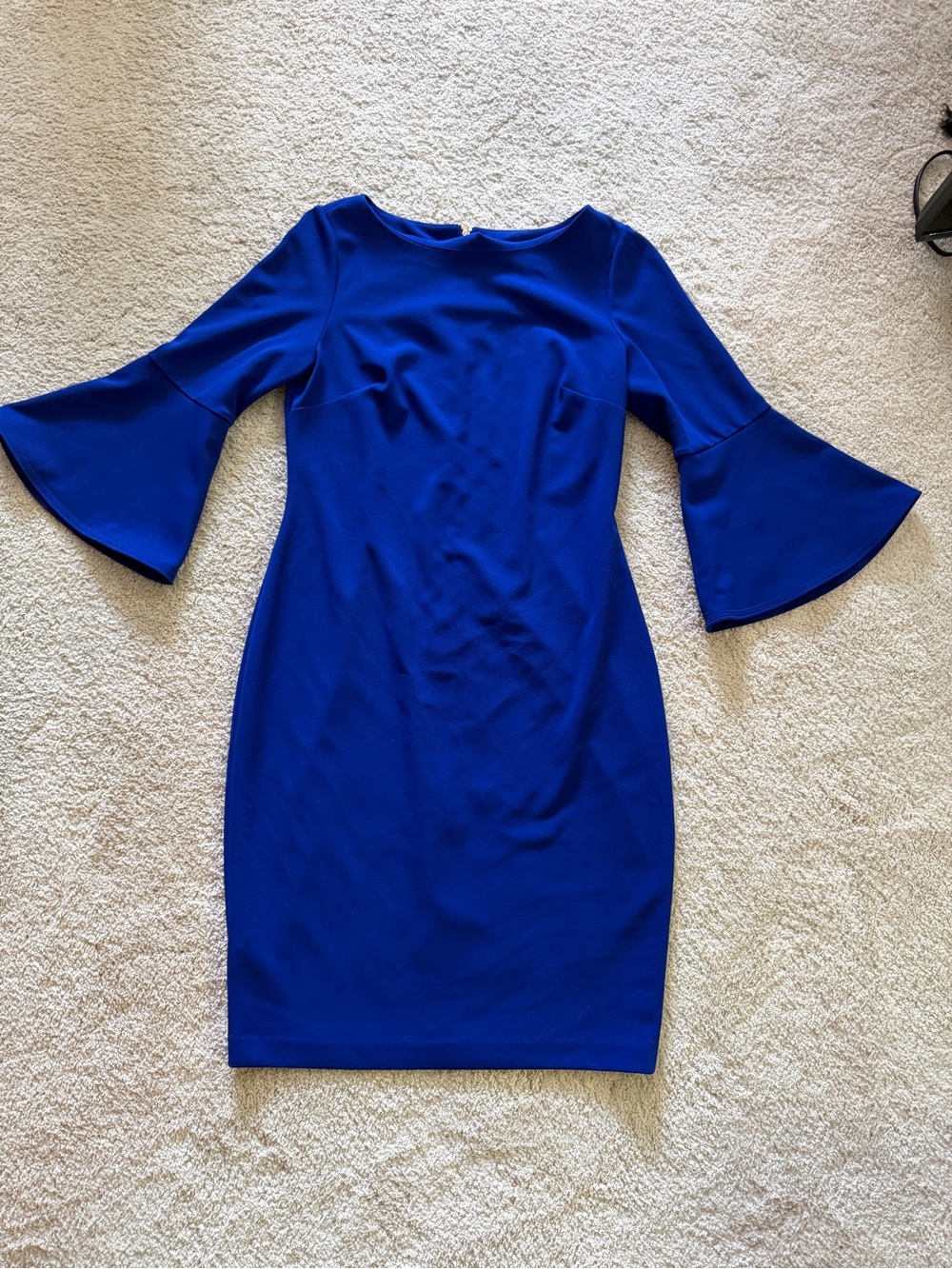 Calvin Klein Cobalt Blue Bell-Sleeve Sheath Dress